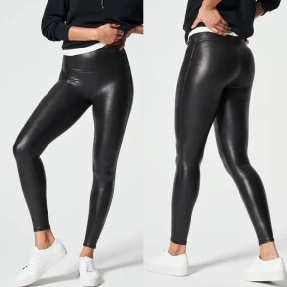 NWOT SPANX Shaping Faux Leather Leggings Pants - Picture 1 of 7